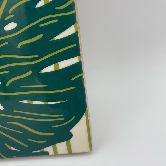 Coton Colors Palm Leaf Serving Tray Small Mango Wood 10 Inches Green Gift Flaws - Picture 8 of 10